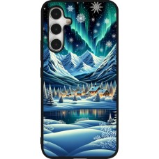 Coque Samsung Galaxy A54 5G - Silicone rigide noir Snowy Mountain Village Lake night