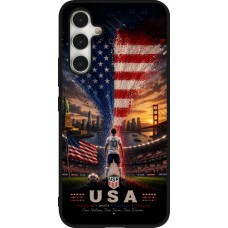 Coque Samsung Galaxy A54 5G - Silicone rigide noir Football États-Unis splash 2026
