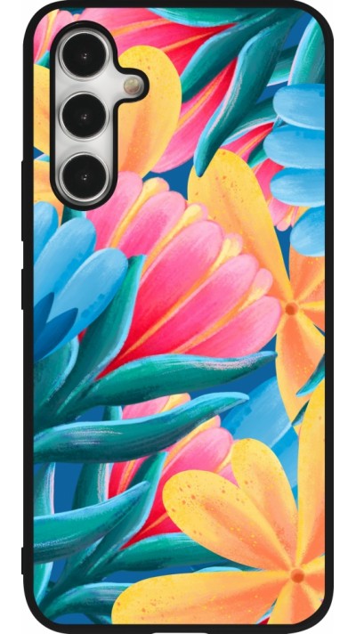 Samsung Galaxy A54 Case Hülle - Silikon schwarz Spring 23 colorful flowers