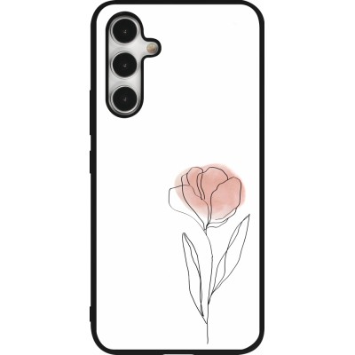Samsung Galaxy A54 Case Hülle - Silikon schwarz Spring 23 minimalist flower