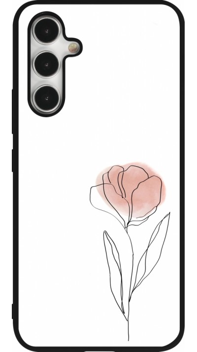 Samsung Galaxy A54 Case Hülle - Silikon schwarz Spring 23 minimalist flower