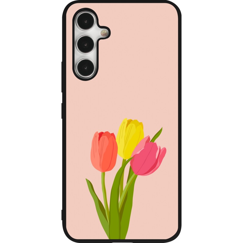 Coque Samsung Galaxy A54 5G - Silicone rigide noir Spring 23 tulip trio