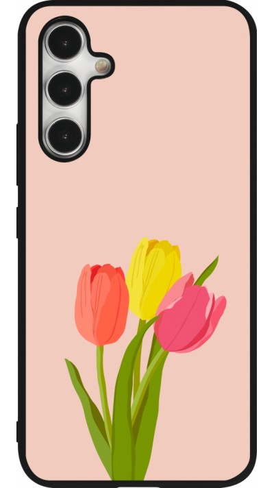 Samsung Galaxy A54 Case Hülle - Silikon schwarz Spring 23 tulip trio