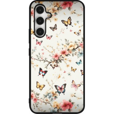 Coque Samsung Galaxy A54 5G - Silicone rigide noir Spring 25 Papillons Légers