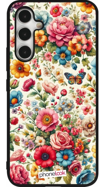 Coque Samsung Galaxy A54 5G - Silicone rigide noir Spring 25 printemps fleuri