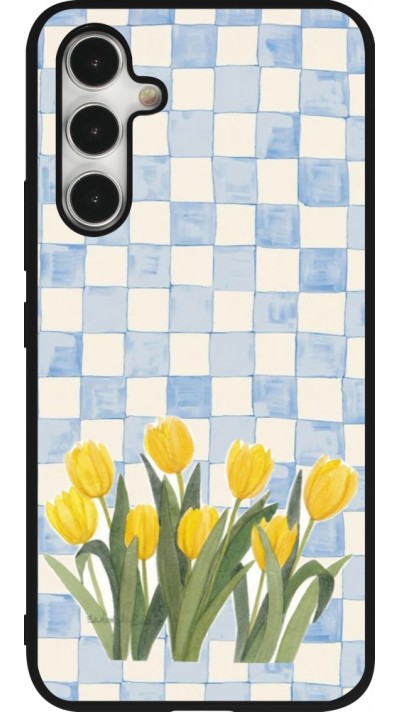 Coque Samsung Galaxy A54 5G - Silicone rigide noir Blue vichy tulips 2026
