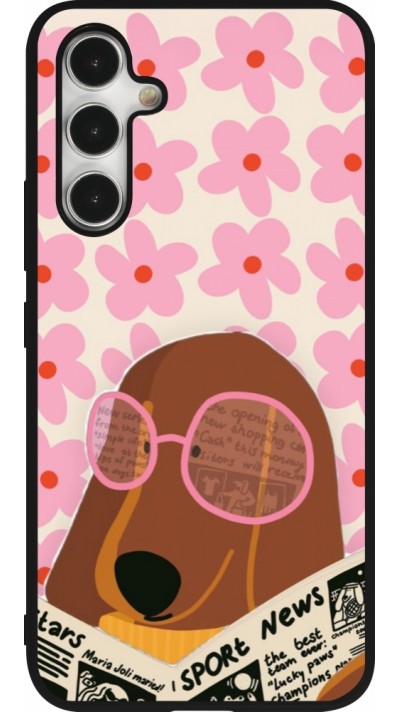 Coque Samsung Galaxy A54 5G - Silicone rigide noir Dog with newspaper 2026