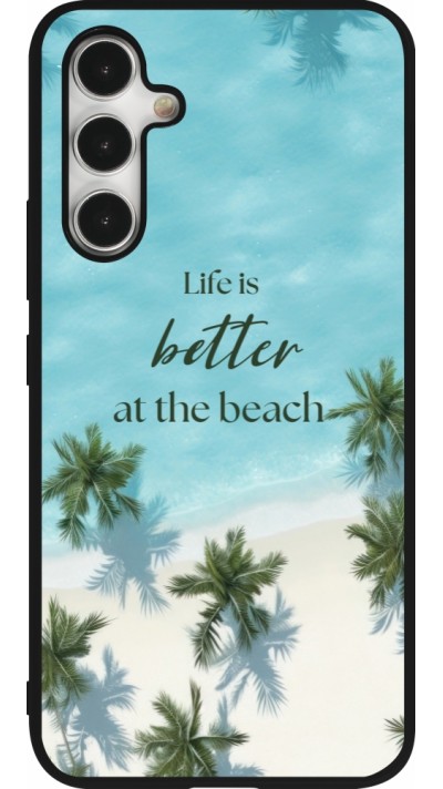 Coque Samsung Galaxy A54 5G - Silicone rigide noir Summer 2025 Life is better at the beach