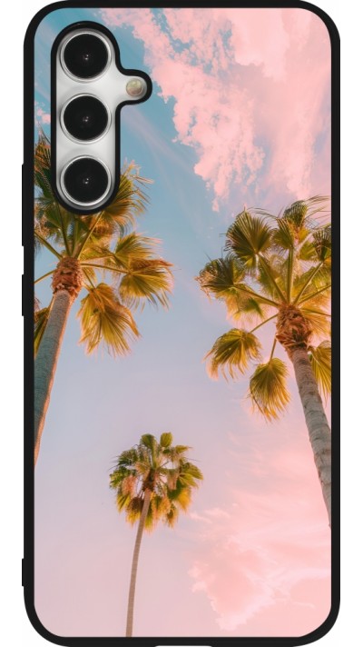Coque Samsung Galaxy A54 5G - Silicone rigide noir Summer 2025 Palmiers