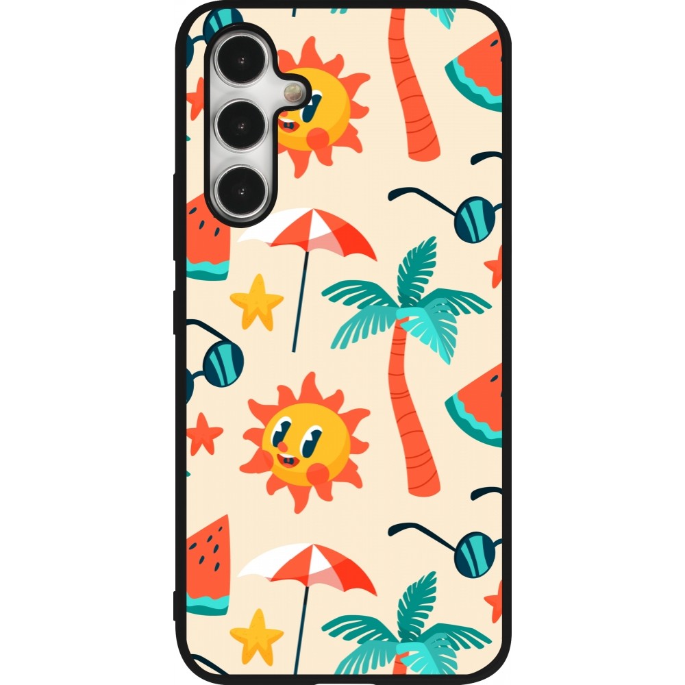 Coque Samsung Galaxy A54 5G - Silicone rigide noir Summer 2025 Pattern soleil