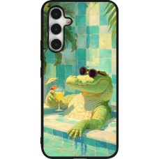Samsung Galaxy A54 Case Hülle - Silikon schwarz Crocodile in the swimming pool Summer 2026