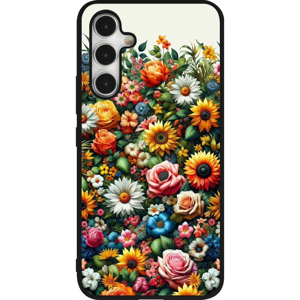 Samsung Galaxy A54 Case Hülle - Silikon schwarz Sommer Blumenmuster