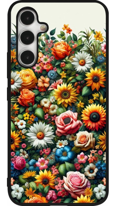 Samsung Galaxy A54 Case Hülle - Silikon schwarz Sommer Blumenmuster