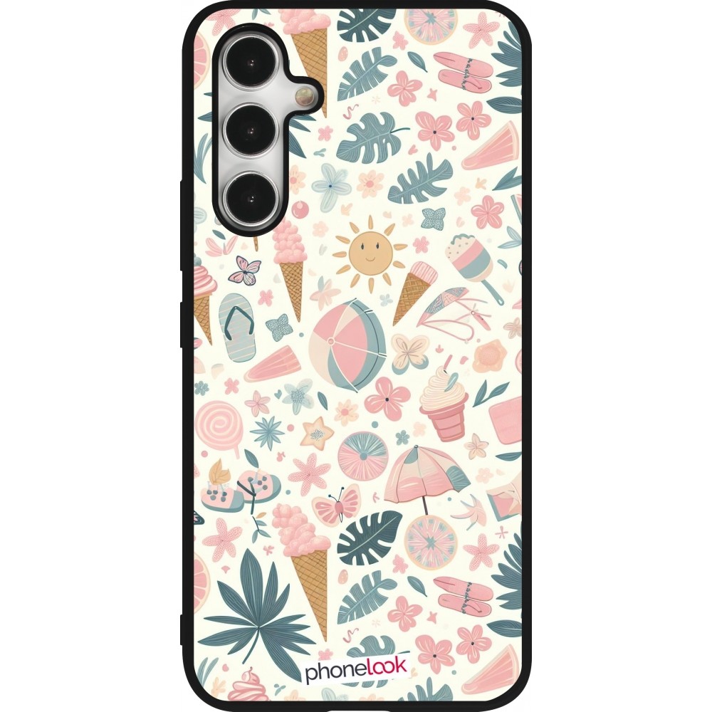 Samsung Galaxy A54 Case Hülle - Silikon schwarz Sommer Pink Muster