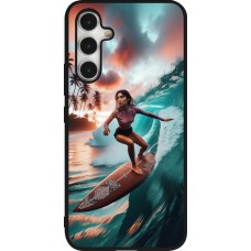 Coque Samsung Galaxy A54 5G - Silicone rigide noir Surfeuse Balinaise