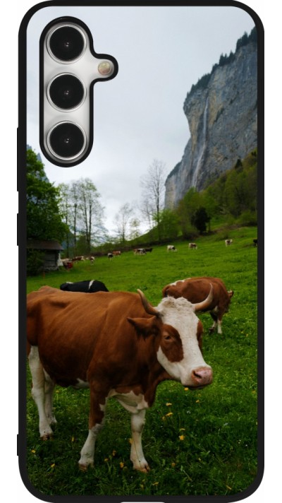 Coque Samsung Galaxy A54 5G - Silicone rigide noir Fête Nationale Suisse Vaches