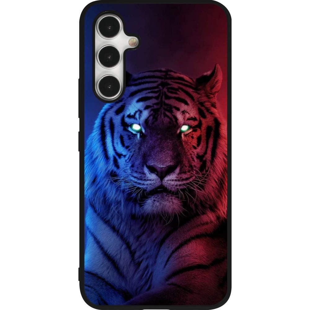Coque Samsung Galaxy A54 5G - Silicone rigide noir Tiger Blue Red