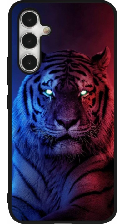 Coque Samsung Galaxy A54 5G - Silicone rigide noir Tiger Blue Red