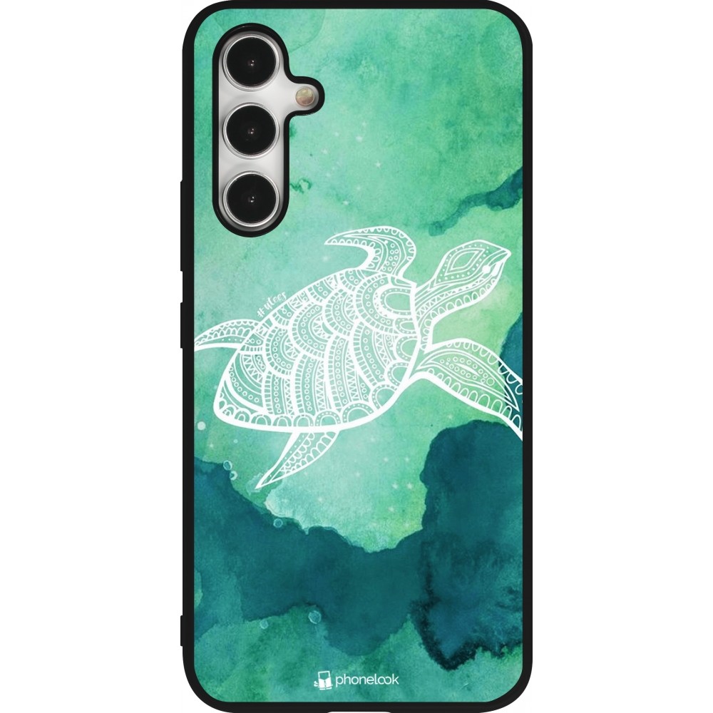 Samsung Galaxy A54 Case Hülle - Silikon schwarz Turtle Aztec Watercolor