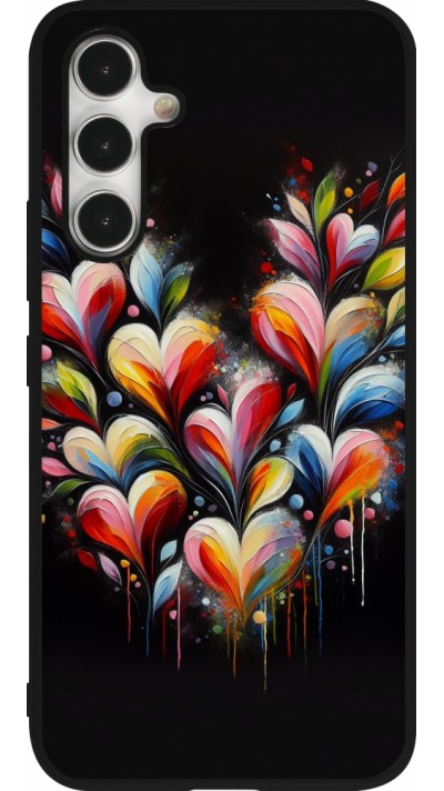 Coque Samsung Galaxy A54 5G - Silicone rigide noir Valentine 2024 Coeur Noir Abstrait