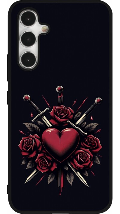 Coque Samsung Galaxy A54 5G - Silicone rigide noir Valentine 2024 gothic love