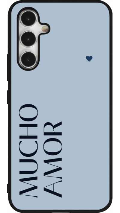 Coque Samsung Galaxy A54 5G - Silicone rigide noir Valentine 2024 mucho amor azul