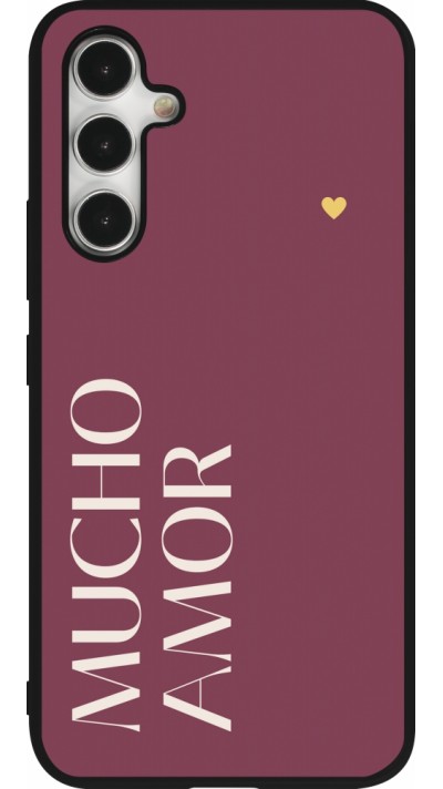 Coque Samsung Galaxy A54 5G - Silicone rigide noir Valentine 2024 mucho amor rosado