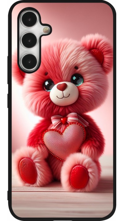 Coque Samsung Galaxy A54 5G - Silicone rigide noir Valentine 2024 Ourson rose