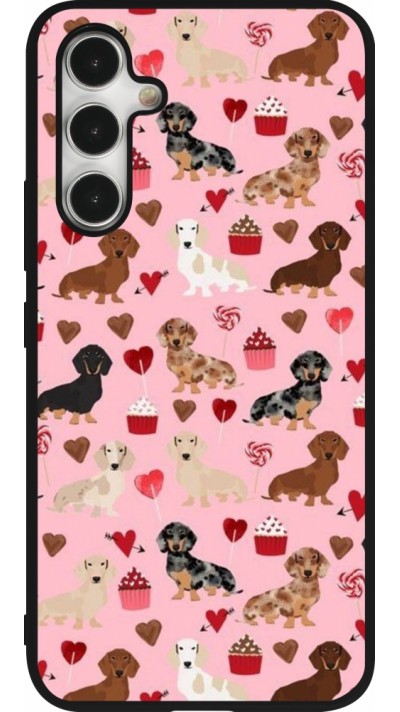 Coque Samsung Galaxy A54 5G - Silicone rigide noir Valentine 2024 puppy love