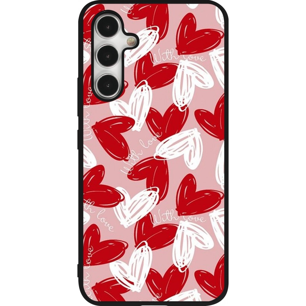 Samsung Galaxy A54 Case Hülle - Silikon schwarz Valentine 2024 with love heart