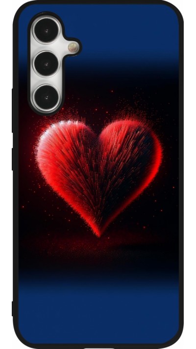 Coque Samsung Galaxy A54 5G - Silicone rigide noir Valentine 2025 coeur rouge