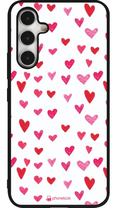 Coque Samsung Galaxy A54 5G - Silicone rigide noir Valentine 2022 Many pink hearts