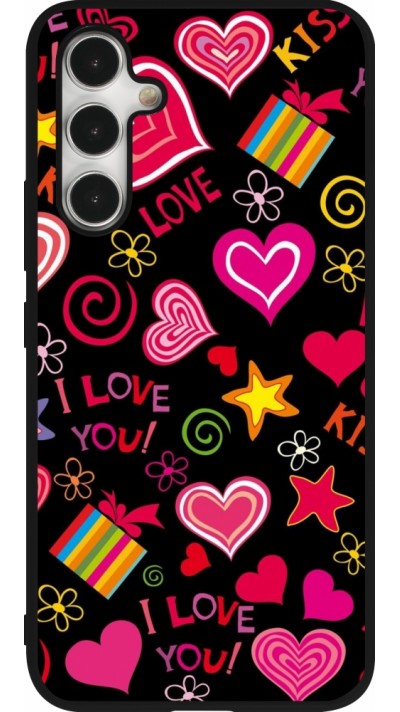 Coque Samsung Galaxy A54 5G - Silicone rigide noir Valentine 2023 love symbols