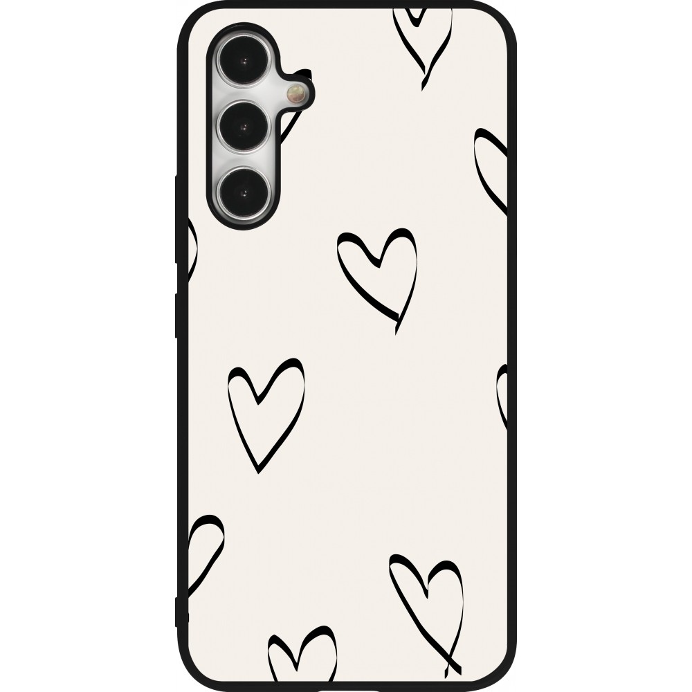 Samsung Galaxy A54 Case Hülle - Silikon schwarz Valentine 2023 minimalist hearts