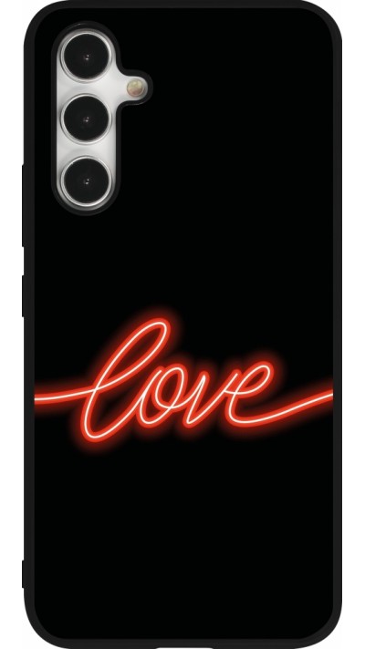 Coque Samsung Galaxy A54 5G - Silicone rigide noir Valentine 2023 neon love