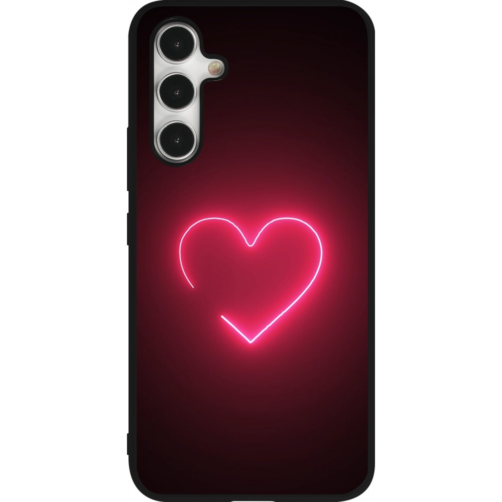 Samsung Galaxy A54 Case Hülle - Silikon schwarz Valentine 2023 single neon heart