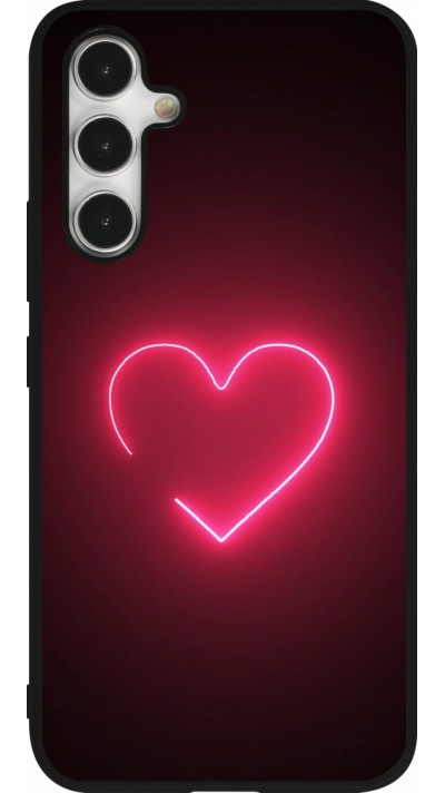Coque Samsung Galaxy A54 5G - Silicone rigide noir Valentine 2023 single neon heart