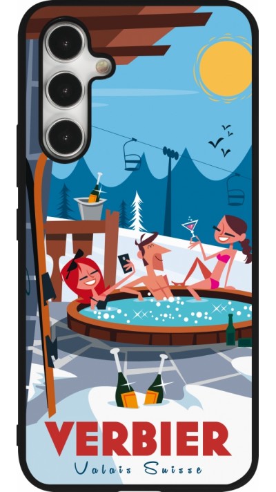 Coque Samsung Galaxy A54 5G - Silicone rigide noir Verbier Mountain Jacuzzi