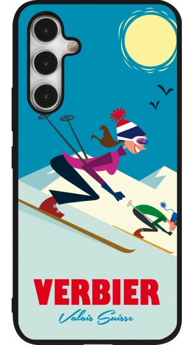 Coque Samsung Galaxy A54 5G - Silicone rigide noir Verbier Ski Downhill