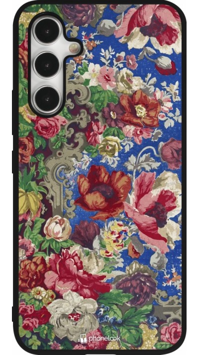 Samsung Galaxy A54 Case Hülle - Silikon schwarz Vintage Art Flowers