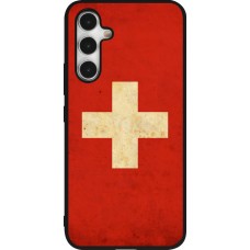 Samsung Galaxy A54 Case Hülle - Silikon schwarz Vintage Flag SWISS
