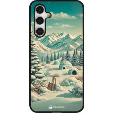 Samsung Galaxy A54 Case Hülle - Silikon schwarz Vintage Schneebedeckter Berg Iglu