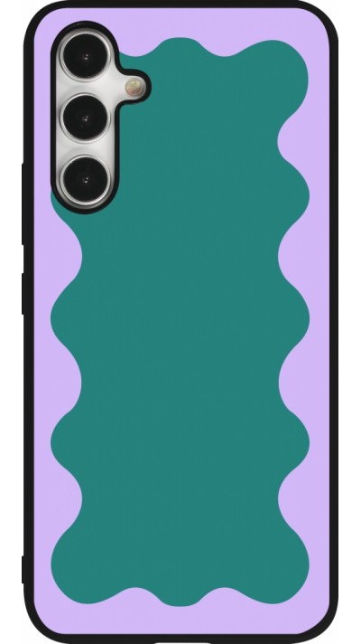 Coque Samsung Galaxy A54 5G - Silicone rigide noir Wavy Rectangle Green Purple
