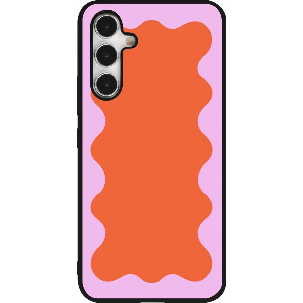 Samsung Galaxy A54 Case Hülle - Silikon schwarz Wavy Rectangle Orange Pink
