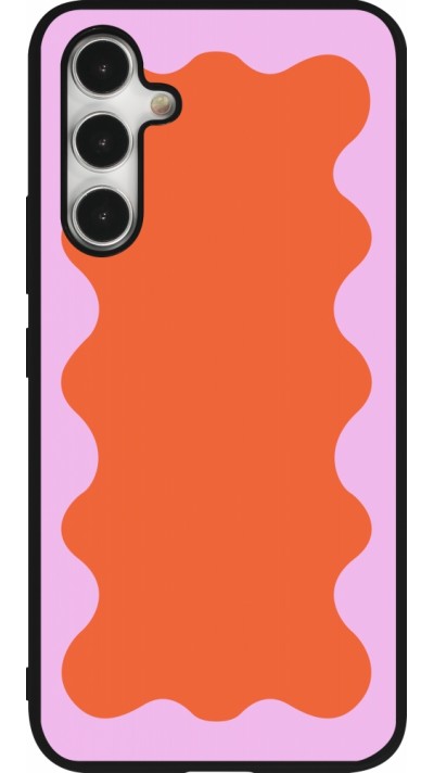 Coque Samsung Galaxy A54 5G - Silicone rigide noir Wavy Rectangle Orange Pink