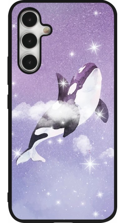 Coque Samsung Galaxy A54 5G - Silicone rigide noir Whale in sparking stars