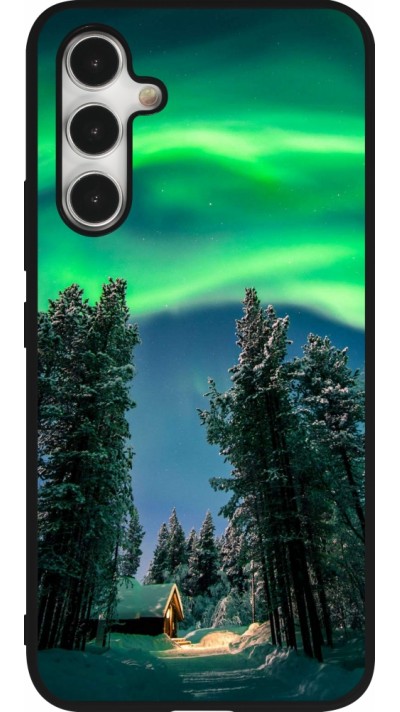 Coque Samsung Galaxy A54 5G - Silicone rigide noir Winter 22 Northern Lights