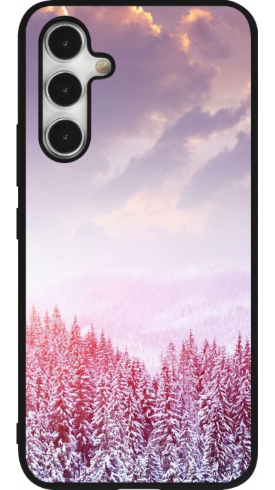 Coque Samsung Galaxy A54 5G - Silicone rigide noir Winter 22 Pink Forest