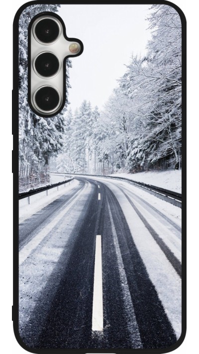 Coque Samsung Galaxy A54 5G - Silicone rigide noir Winter 22 Snowy Road