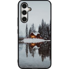 Coque Samsung Galaxy A54 5G - Silicone rigide noir Winter 25 Winter house forest afternoon